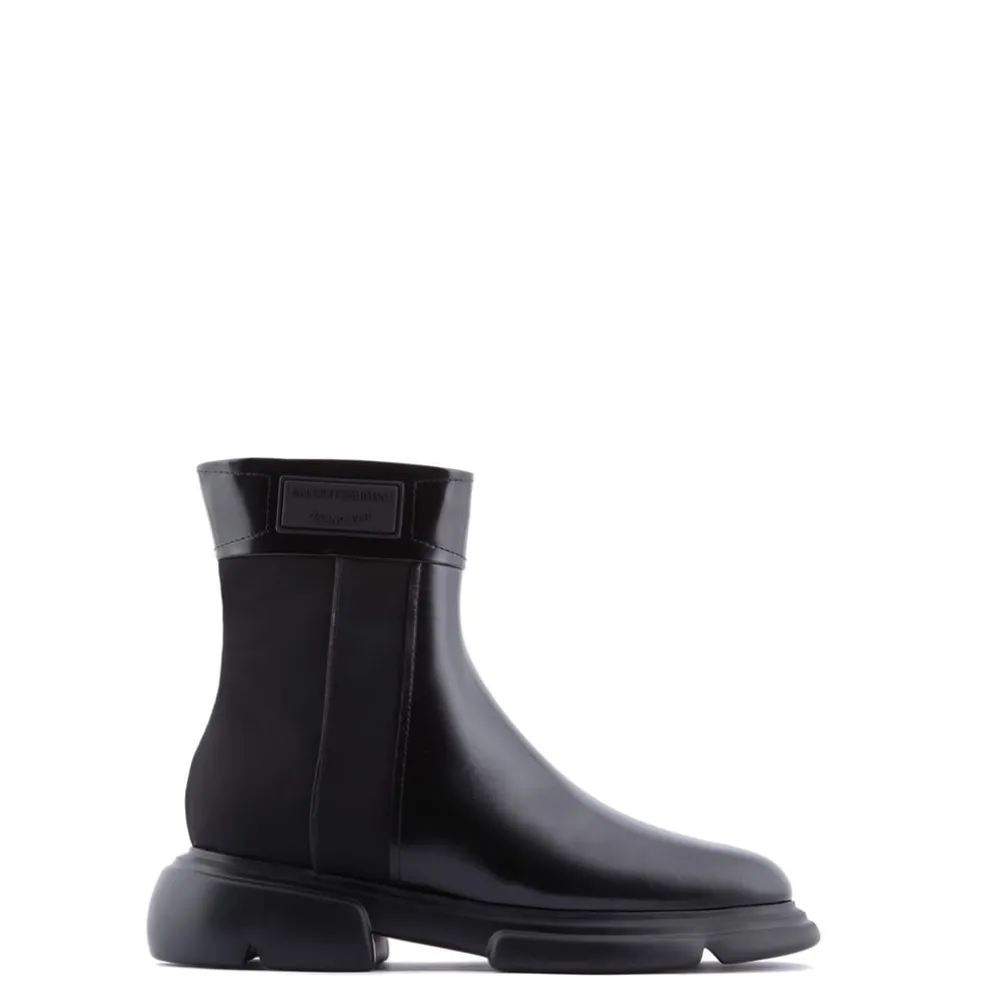 Emporio Armani EA7 Spazolat Chelsea Boots with Block Heel in Black