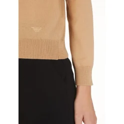 Emporio Armani EA7 Zipped Knit Top in Brown