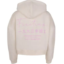 Firetrap Cropped Hooded Relaxed Fit Sweatshirt in Cream