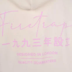 Firetrap Cropped Hooded Relaxed Fit Sweatshirt in Cream