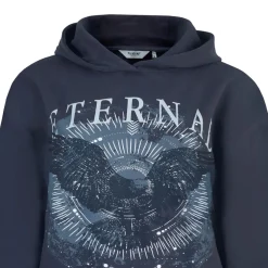 Firetrap Hooded Graphic Long Sleeve Sweatshirt in Grey