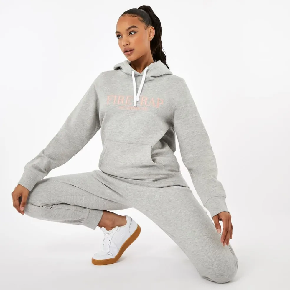 Firetrap Large Logo Hoodie in Grey