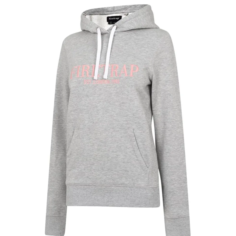 Firetrap Large Logo Hoodie in Grey