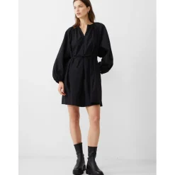 French Connection Alora V-Neck Mini A-Line Dress in Black