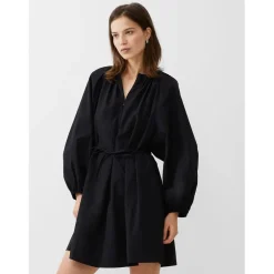 French Connection Alora V-Neck Mini A-Line Dress in Black