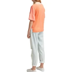 French Connection Crepe Pintuck Shoulder T-Shirt in Orange