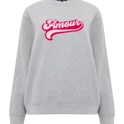 French Connection Crew Neck Relaxed Fit Lettering Sweatshirt in Grey