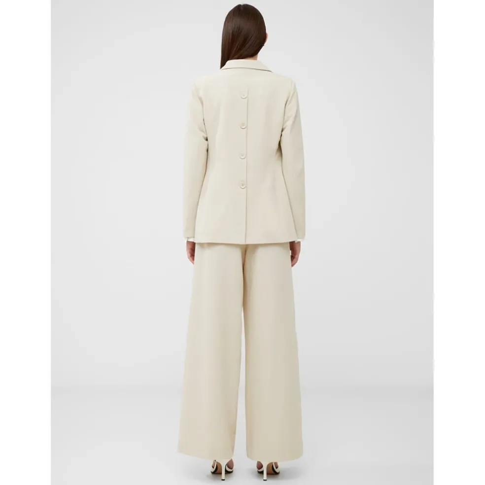 French Connection Everly Long Regular Fit Blazer Jacket in Cream