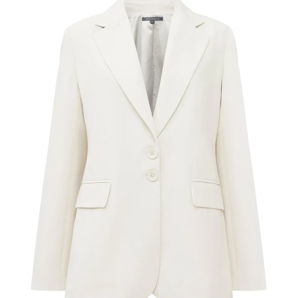 French Connection Everly Long Regular Fit Blazer Jacket in Cream