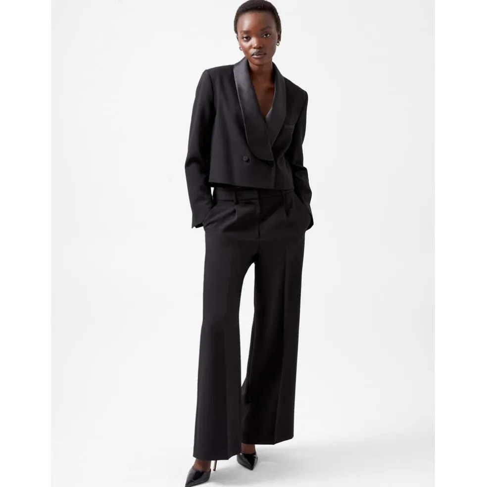 French Connection Gemma Shawl Neck Relaxed Fit Blazer in Black