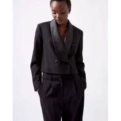 French Connection Gemma Shawl Neck Relaxed Fit Blazer in Black