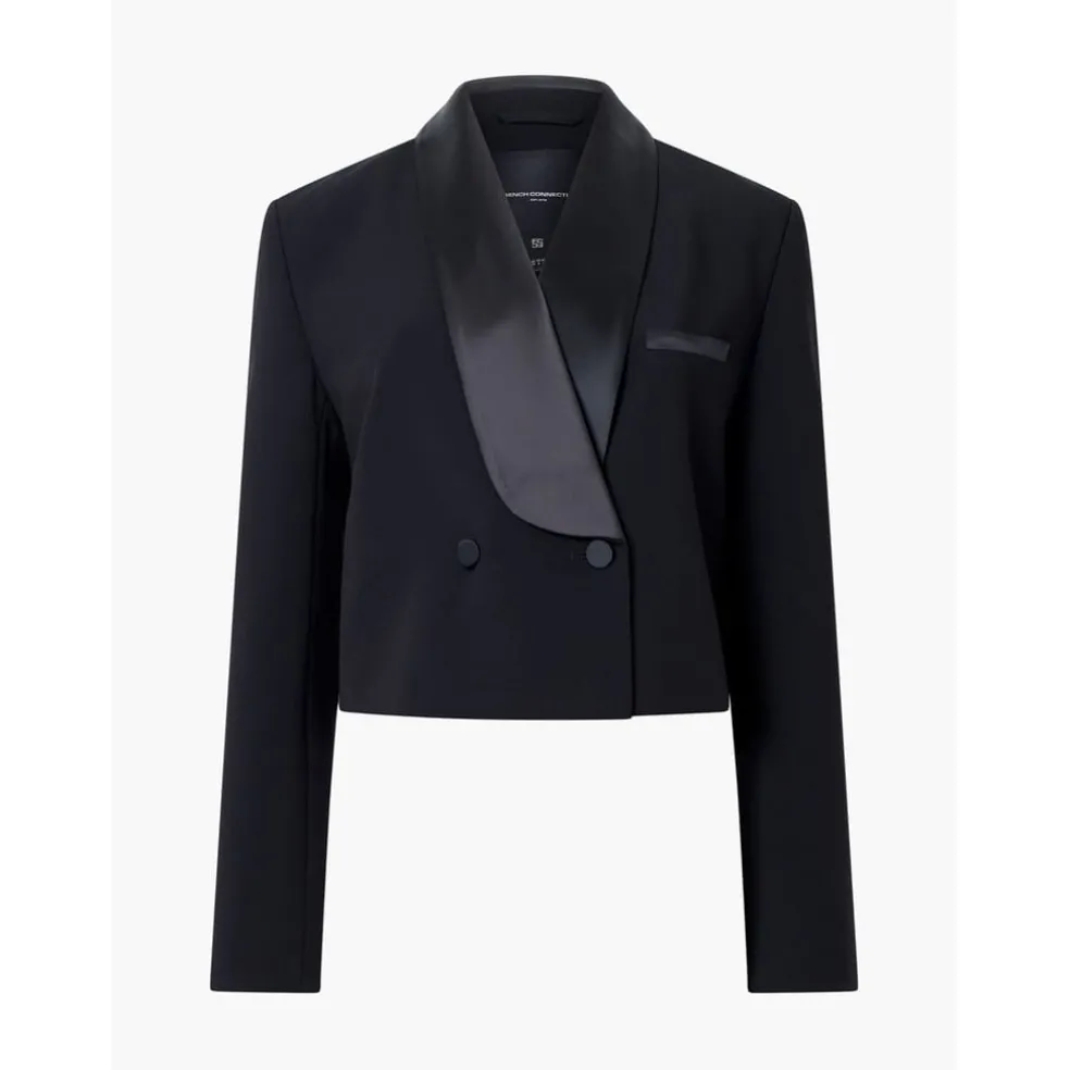 French Connection Gemma Shawl Neck Relaxed Fit Blazer in Black