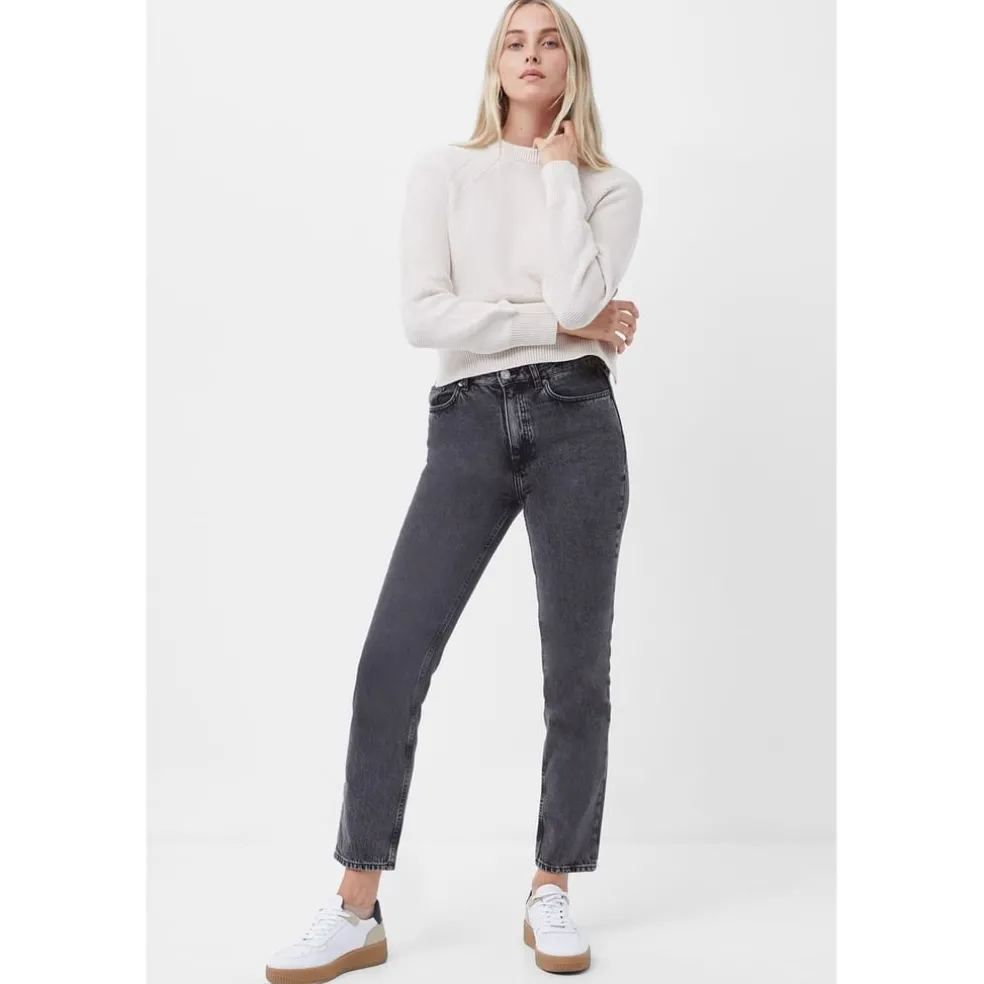 French Connection Lily Crew Neck Relaxed Fit Sweater in White