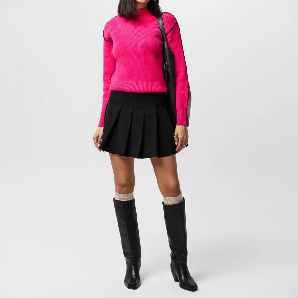 French Connection Long Sleeve Ribbed Sweater in Pink