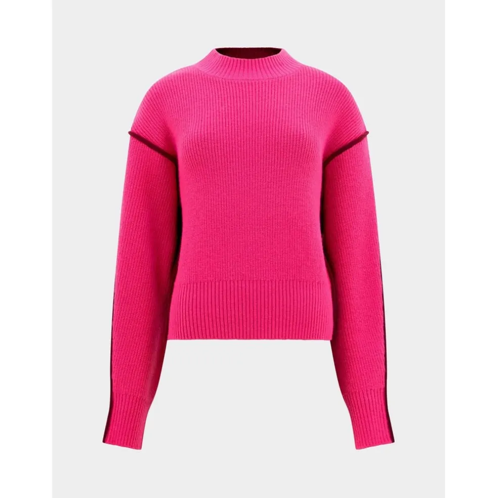 French Connection Long Sleeve Ribbed Sweater in Pink