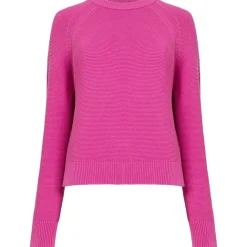 French Connection Long Sleeve Jewel Neck Relaxed Fit Sweater in Pink