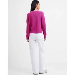 French Connection Long Sleeve Jewel Neck Relaxed Fit Sweater in Pink