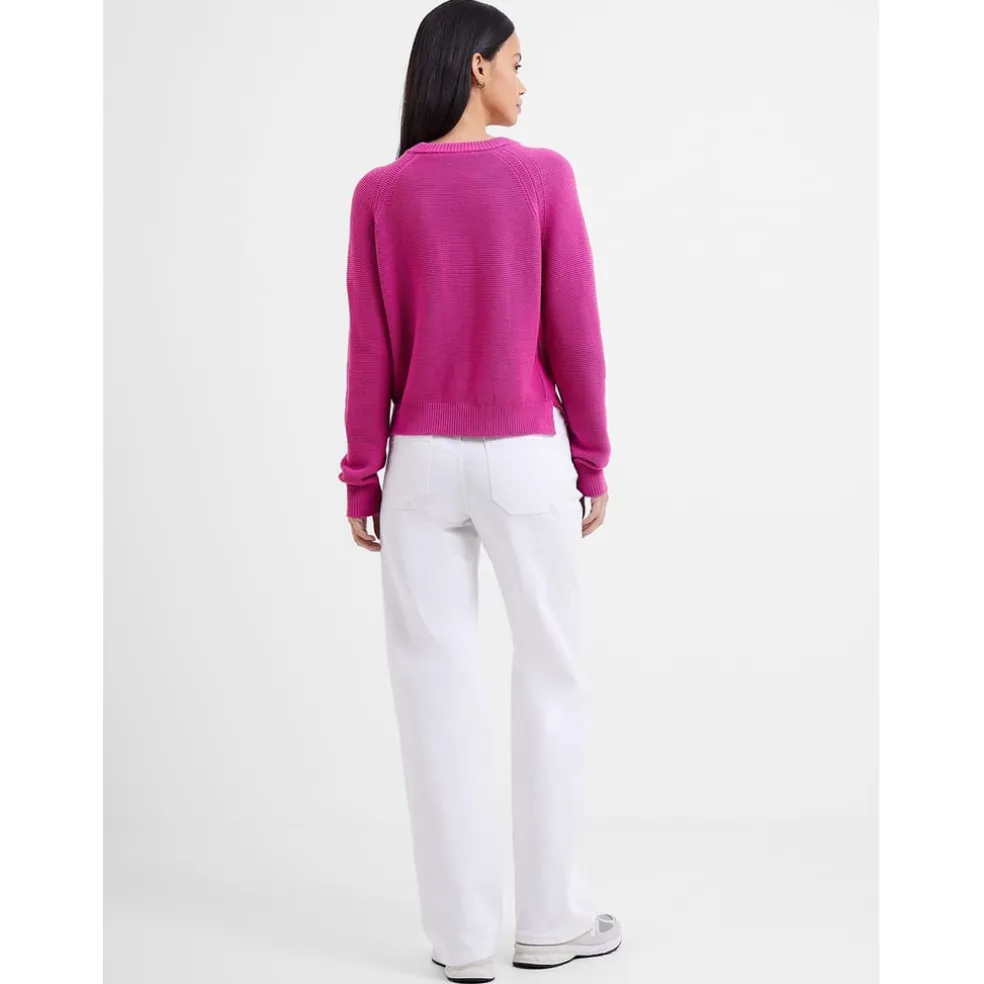 French Connection Long Sleeve Jewel Neck Relaxed Fit Sweater in Pink