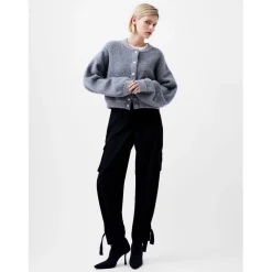 French Connection Melissa Cropped Knit Sweater in Grey