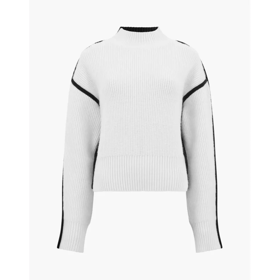 French Connection Mock Neck Relaxed Fit Sweater in White