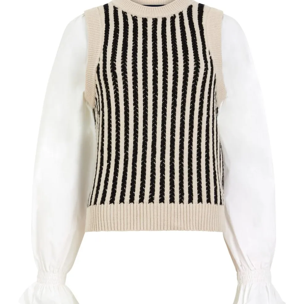 French Connection Moma Crew Neck Regular Fit Sweater in White