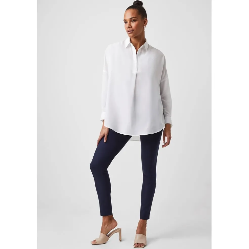 French Connection Recycled Crepe Popover Shirt in White