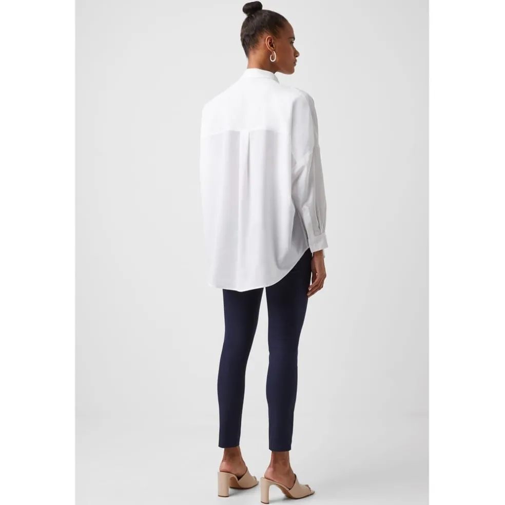 French Connection Recycled Crepe Popover Shirt in White