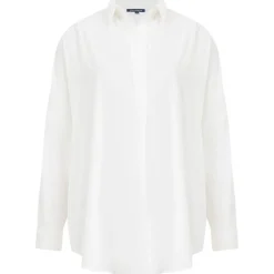 French Connection Recycled Crepe Popover Shirt in White
