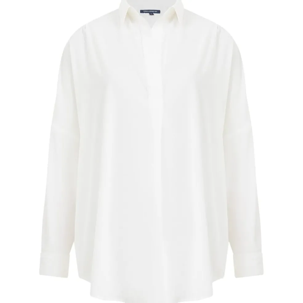 French Connection Recycled Crepe Popover Shirt in White