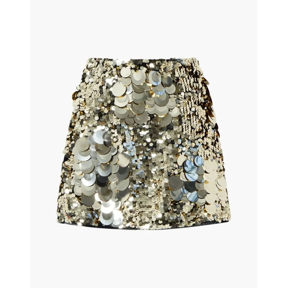 French Connection Sequin Mini Skirt in Yellow
