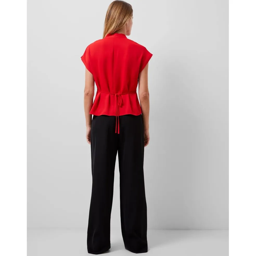 French Connection Short Sleeve Regular Fit Blouse in Red