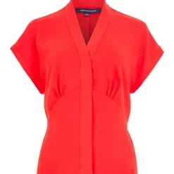 French Connection Short Sleeve Regular Fit Blouse in Red