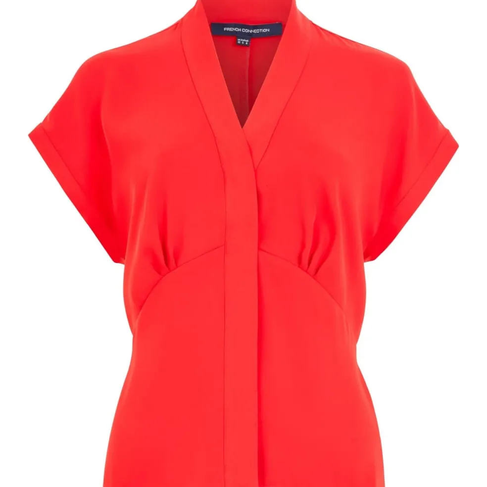 French Connection Short Sleeve Regular Fit Blouse in Red