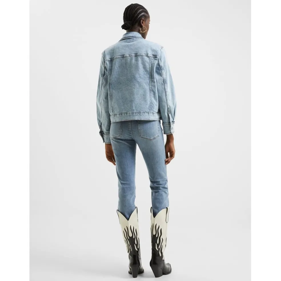 French Connection Short Trucker Regular Fit Jacket in Blue