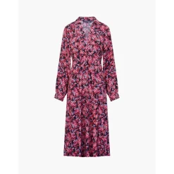 French Connection V-Neck Midi A-Line Dress in Multi