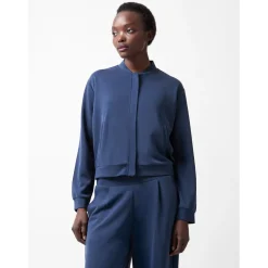 French Connection Zip Through Bomber Jacket in Blue