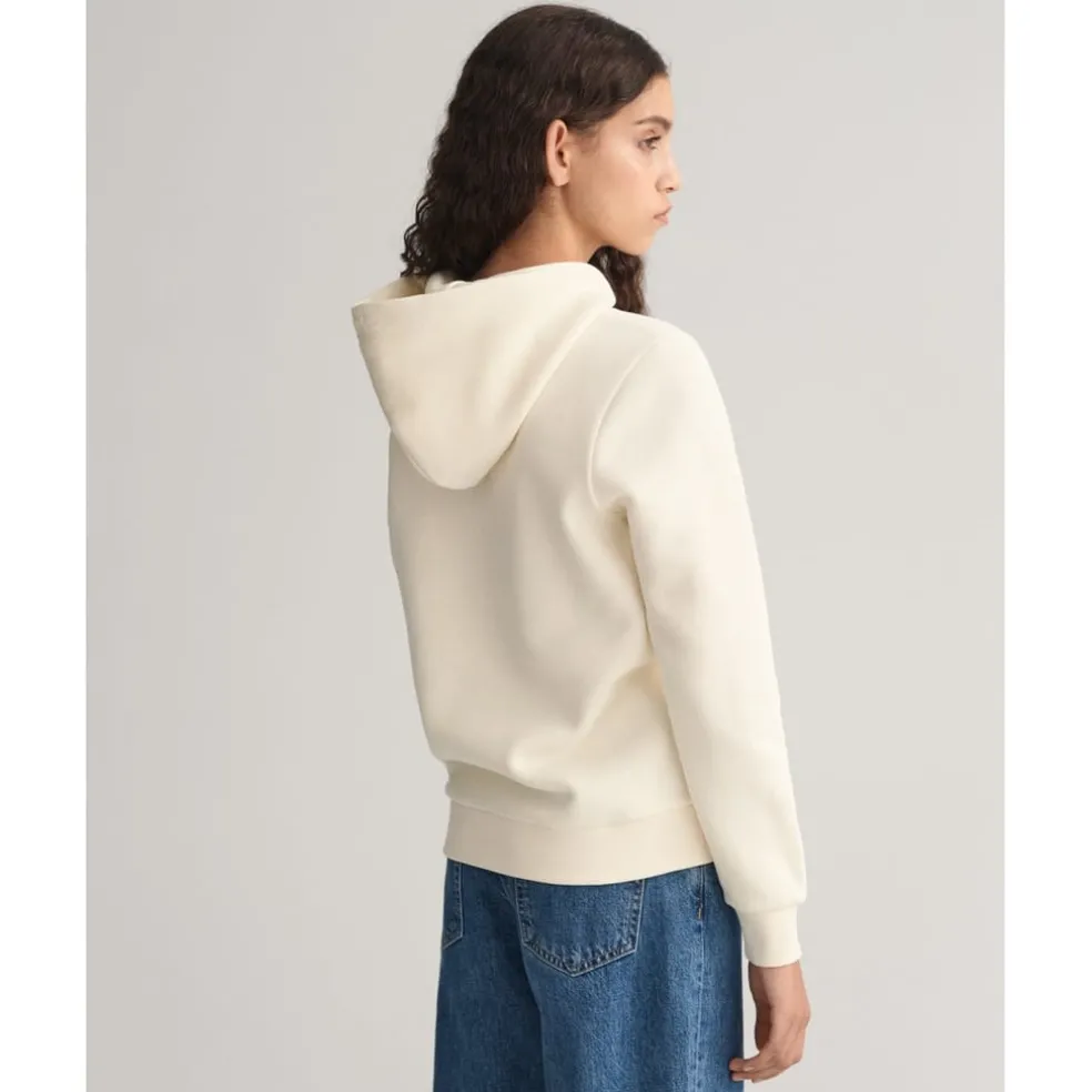 Gant Logo Archive Shield Hoodie in Cream