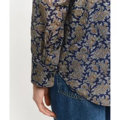 Gant Paisley Long Sleeve Regular Fit Shirt in Blue