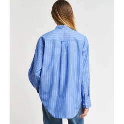 Gant Striped Poplin Relaxed Shirt in Blue