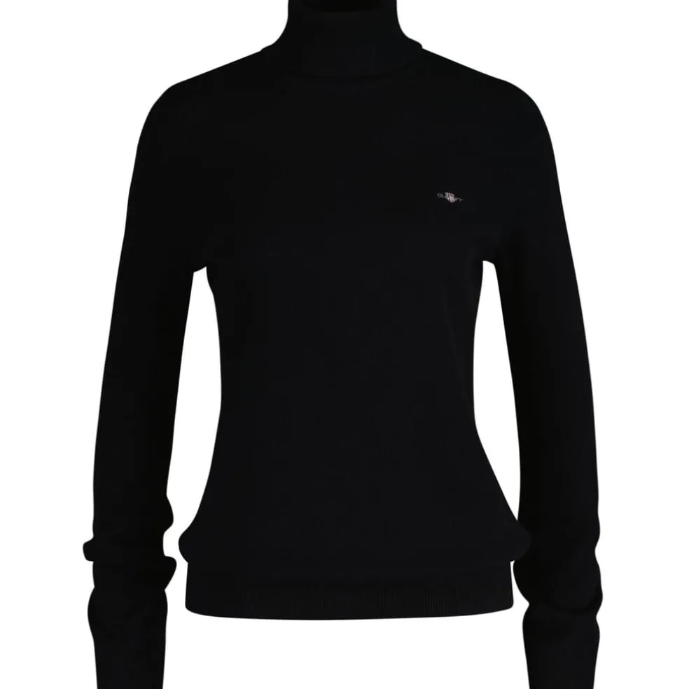Gant Turtleneck Lambswool Regular Fit Sweater in Black