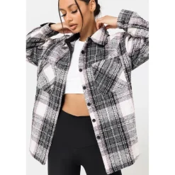 Good For Nothing Blend Check Overshirt Grey in Grey
