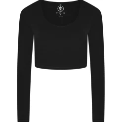 Gym King Luxe Cropped Scoop Neck Slim Fit T-Shirt in Black
