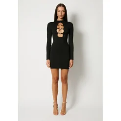 Honeyz H High Neck Mini Bodycon Dress in Black
