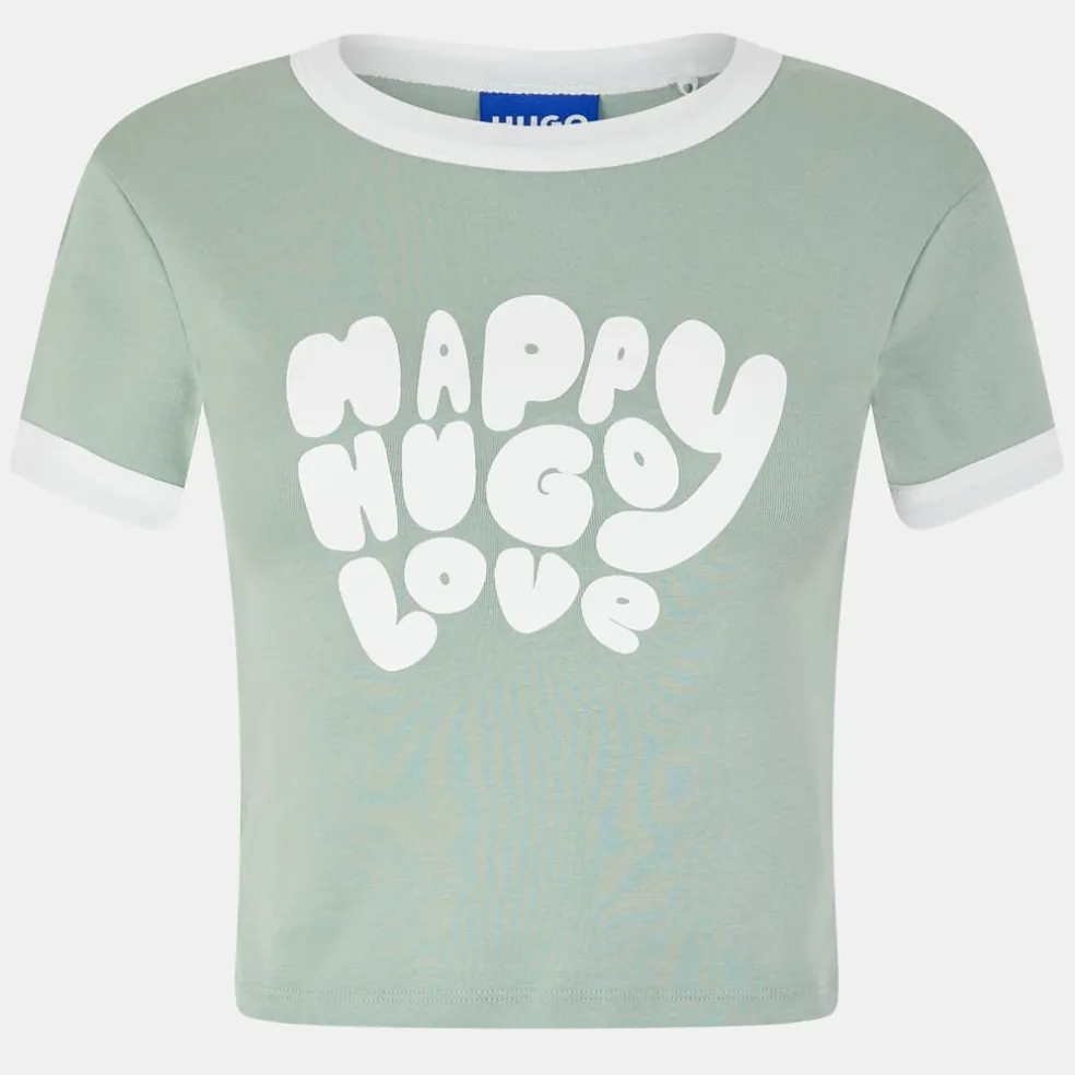 Hugo Baby Dalia Lettering Cropped T-Shirt in Black