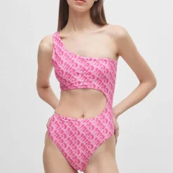 Hugo Bonnie Logo Print Swimsuit in Pink