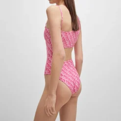 Hugo Bonnie Logo Print Swimsuit in Pink
