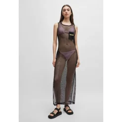Hugo Hazl Beach Crew Neck Maxi Slip Dress in Black