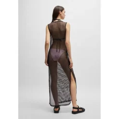 Hugo Hazl Beach Crew Neck Maxi Slip Dress in Black