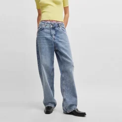 Hugo Wide Leg Wide Fit Jeans in Blue