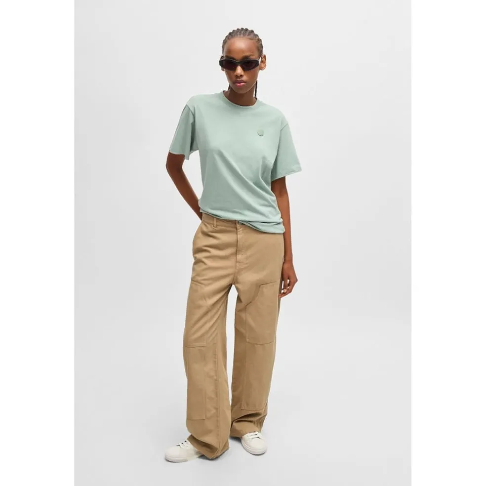 Hugo Womens Hacarpe 1 D B 10263769 01 Straight Leg Trousers in Beige